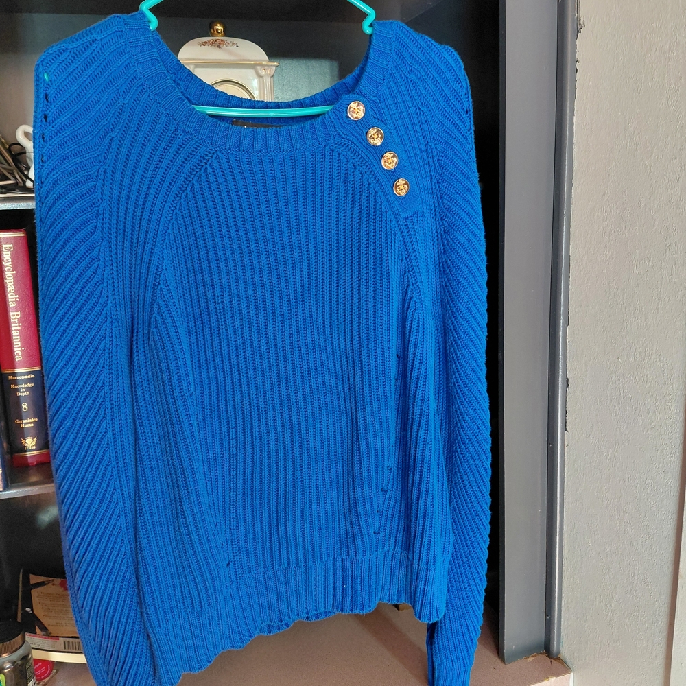 Ralph Lauren Royal Blue Sweater with Gold Button Detail
